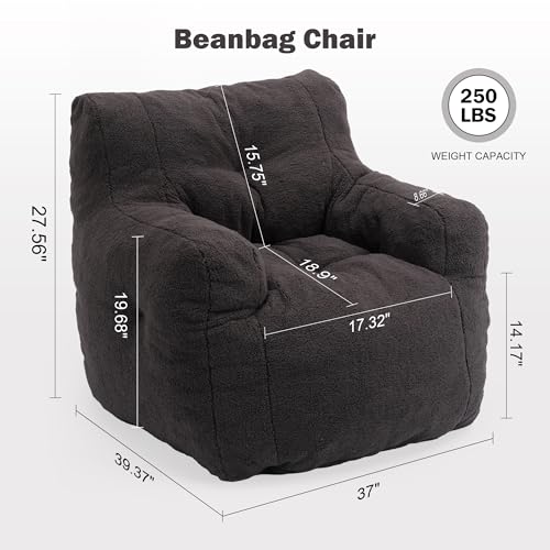 INMOZATA 3FT Bean Bag Chair for Adult Teens Kids(with Filler) Furniture - Soft Teddy Fabric Lazy Sofa Chair