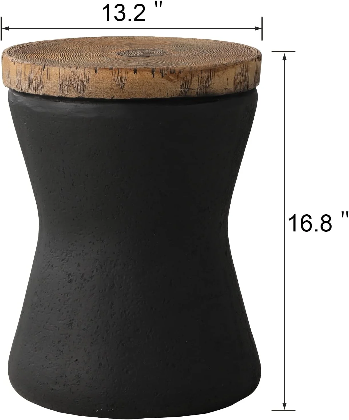 Outdoor Accent Table, 11" Hourglass Shaped Outdoor Side Table for Patio, Concrete Garden Stool End Table