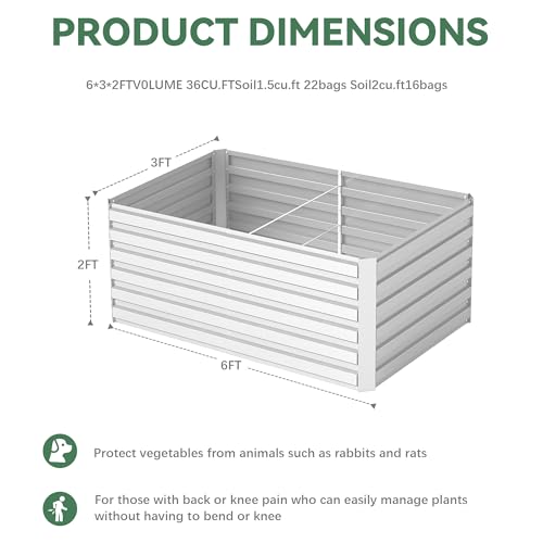 FOOWIN 2pcs 8x4x2ft Galvanized Raised Garden Bed, Planter Raised Garden Boxes Outdoor, Large Metal Raised Beds for Gardening