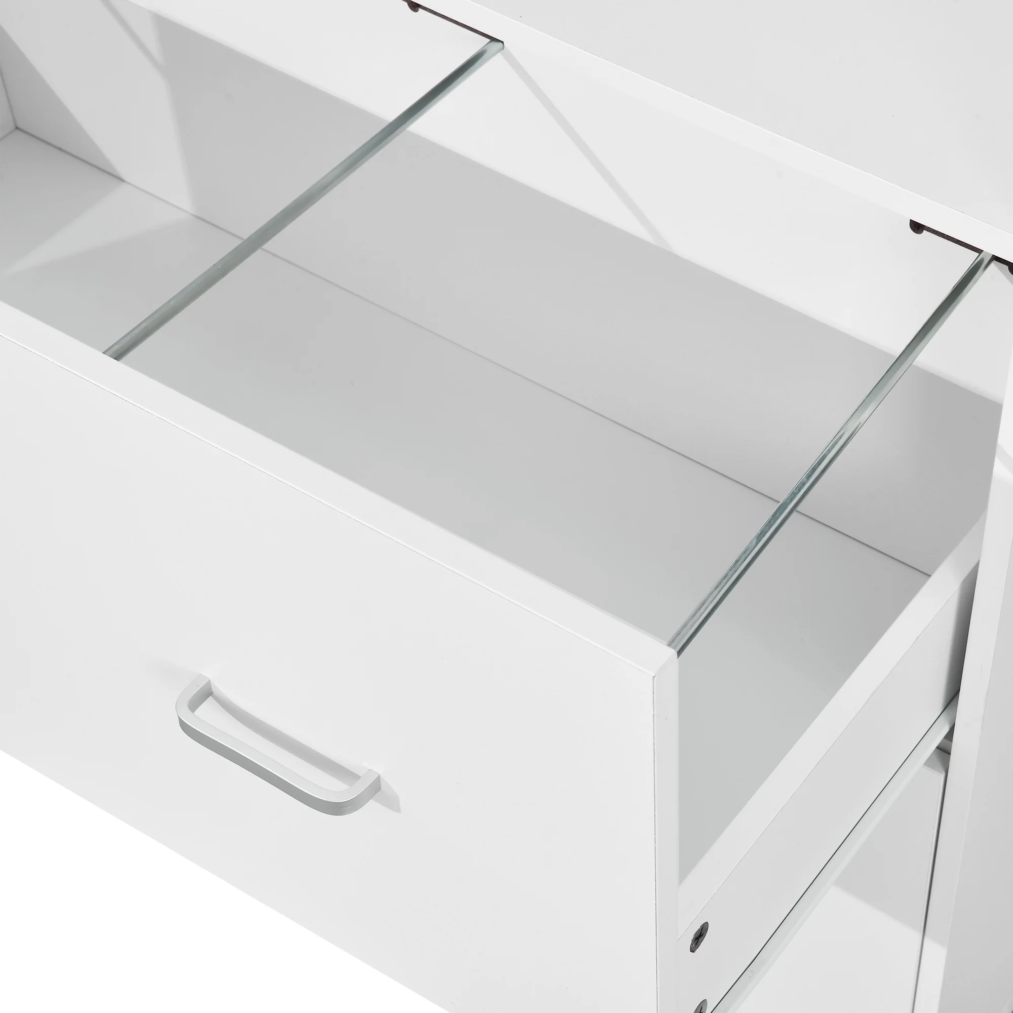 ModFusion 2-Drawer, 4-Metal Drawer Handle A4 Legal Letter Files Organizer Wood Cabinet with Charging Hub Station, White - Curated Treasures Market
