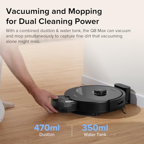 roborock Q8 Max Robot Vacuum and Mop Cleaner, DuoRoller Brush, 5500Pa Strong Suction, Lidar Navigation, Obstacle Avoidance, Multi-Level Mapping
