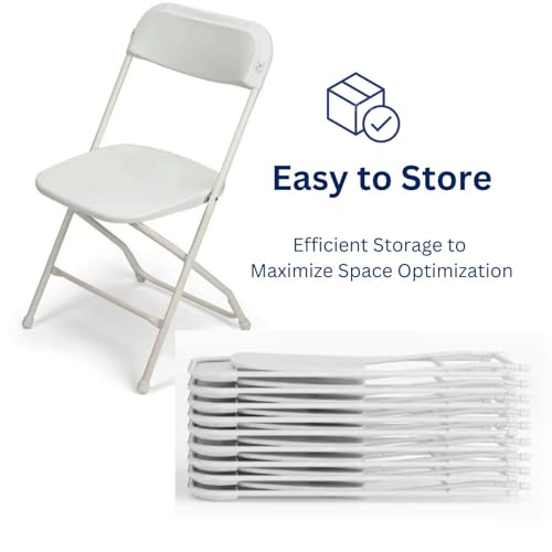 White Folding Chairs 10-Pack,Portable Events Chairs, Plastic Folding Chair, Stylish 650 lb Capacity for Party, School and Church