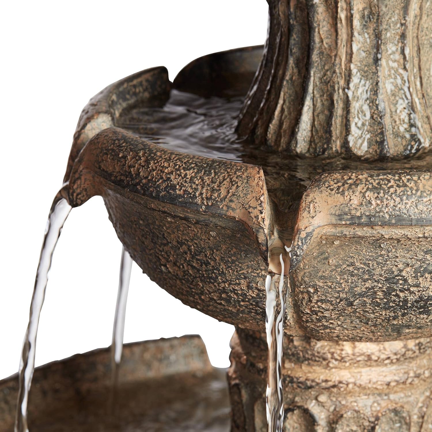 Farron Rustic Outdoor Floor Water Fountain 46" High with Light LED 3-Tiered for Garden Patio Yard Deck Home Lawn Porch House Relaxation Exterior