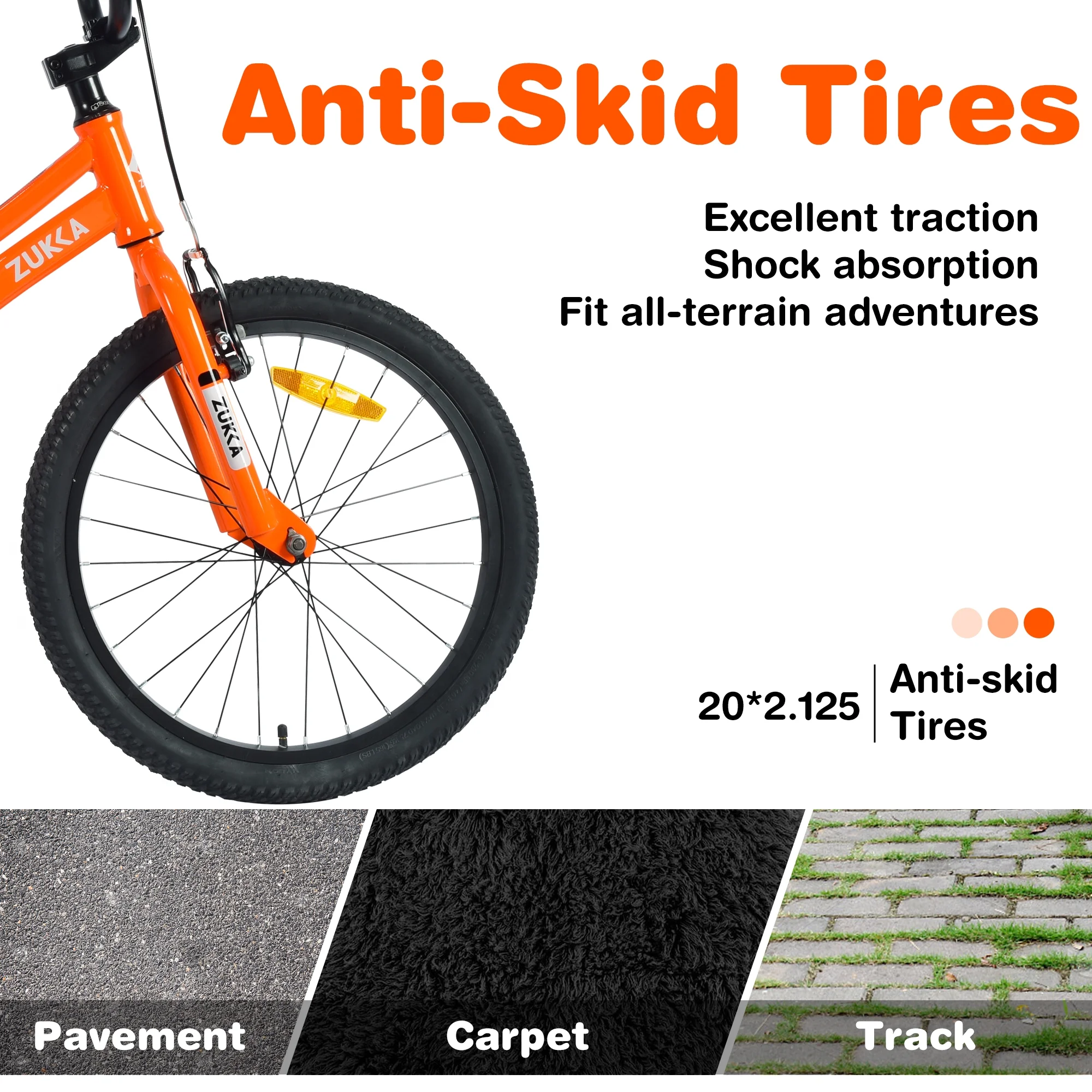 20 Inch Boys Bike, Kids' Bicycles for Kids Ages 7 - 10, Single Speed Boys Bikes with Steel Frame, Adjustable Seat Height, Orange