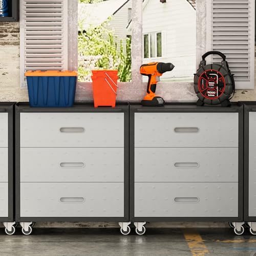 Metal Garage Storage Cabinet with Wheels,Locking Rolling Tool Cabinet with Drawers and Shelves for Home, Office, Garage & Workshop