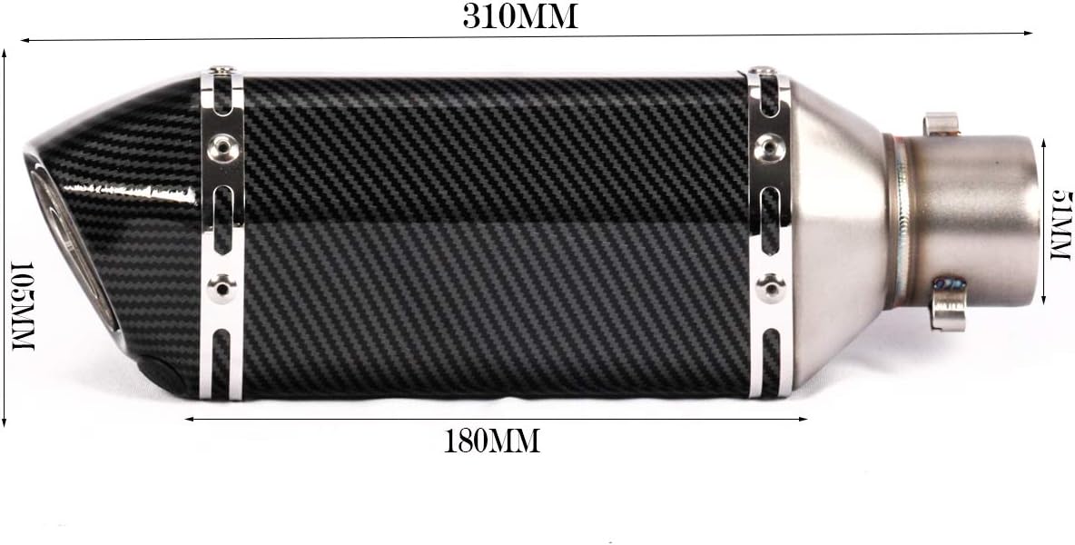 KAJIMOTOR Universal Motorcycle Short Exhaust Muffler Carbon Gobo Slip On w/DB Killer 51mm