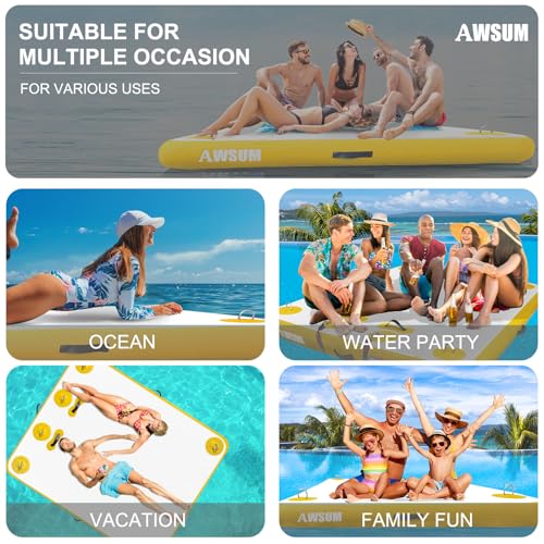 AWSUM Inflatable Floating Dock Air Dock Platform Floating Island Raft with None-Slip Surface for Pool Beach Ocean