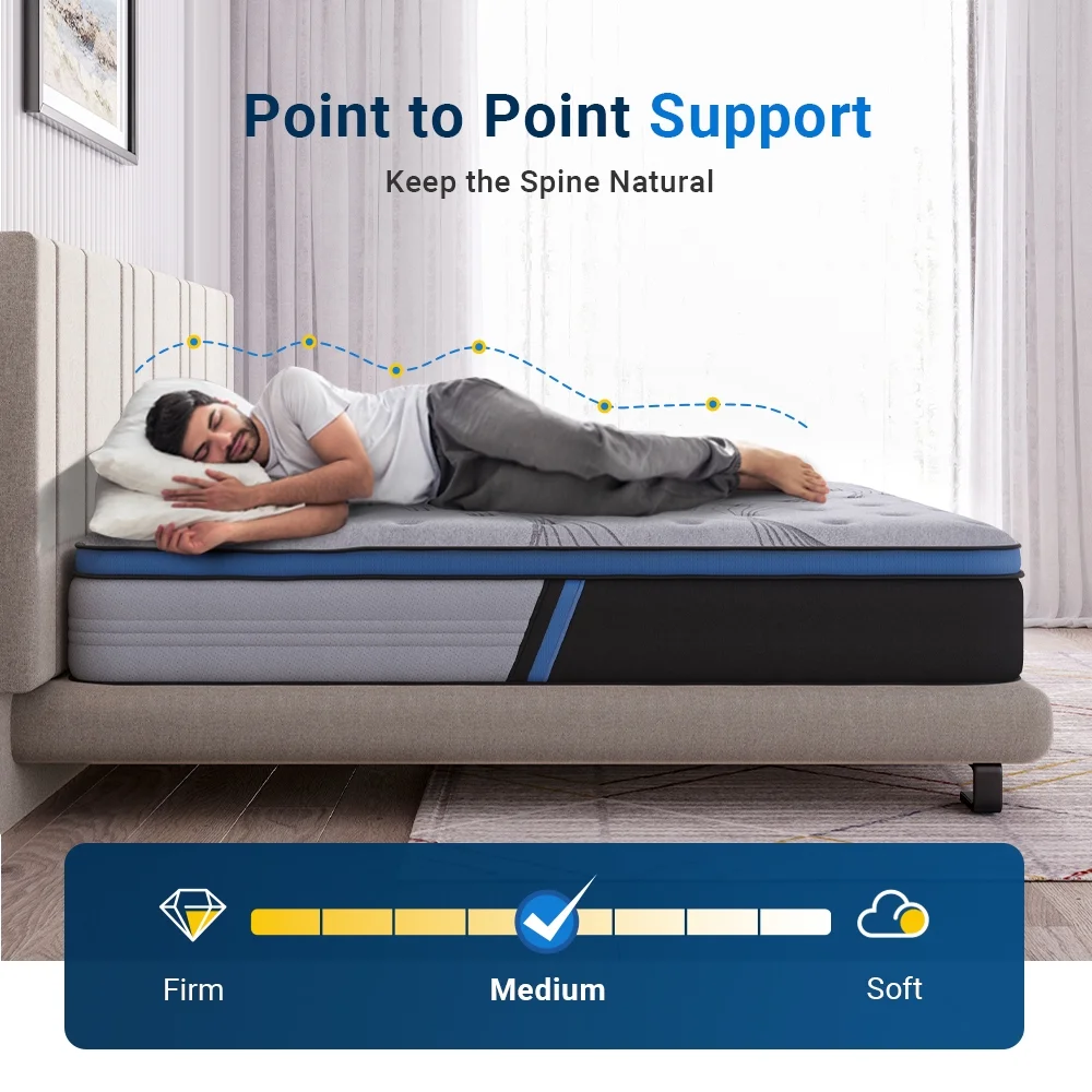 Avenco Original 10 inch Adult Innerspring and Gel Memory Foam Hybrid Mattress, Queen Size