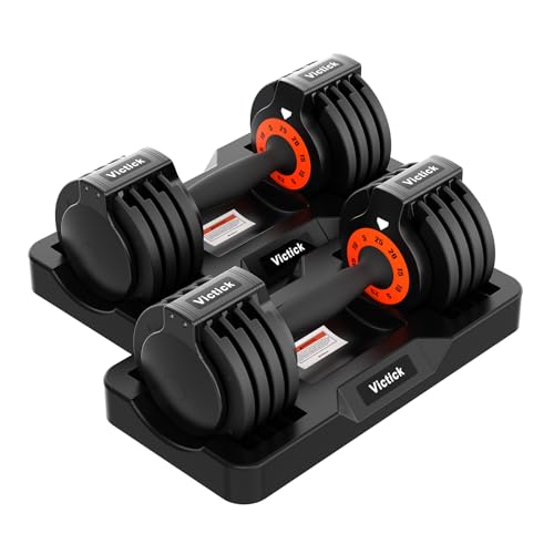 25/55lb Pair Adjustable Dumbbells Set, Dumbbells with Anti-Slip Metal Handle for Exercise & Fitness Fast Adjust Weight for Full Body Workout Fitness