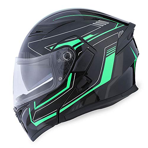 1Storm Motorcycle Modular Full Face Helmet Flip up Dual Visor Sun Shield: HB89