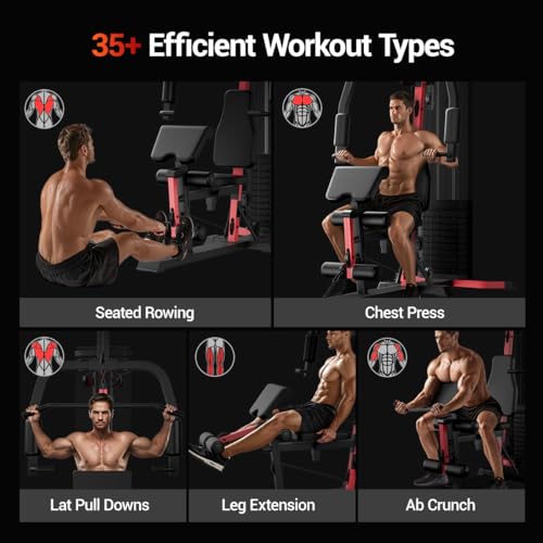 Home Gym, Workout Station with 160LBS Weight Stack, Exercise Equipment with Pulley System for Full Body Training