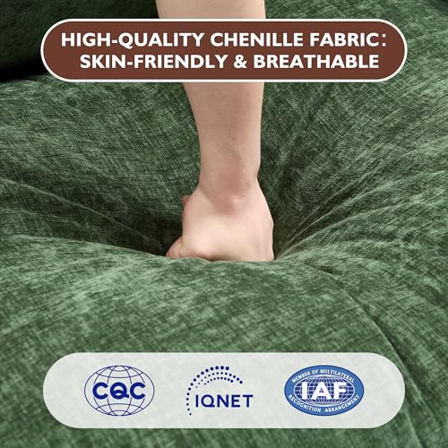 Ihanherry 111.4" U Shaped Modern Cloud Sofa Modular Sectional Couch with 2 Ottoman, 5-Seat Chenille Deep Seat Sofa with Pillow for Living Room