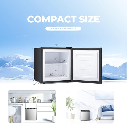 3.0 Cu.ft Upright Freezer, Small Mini Freezer with Adjustable Thermostat, Removable Shelves, Reversible Single Door, for Bedroom/Home/Dorms/Apartment
