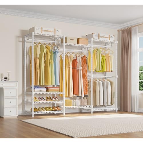 VIPEK V5 Portable Closet Wardrobe Heavy Duty Clothes Rack, Freestanding Clothing Rack with 4 Hang Rods & 8 Shelves, Adjustable Closet Racks