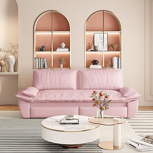 70.1" Futon Sofa Bed Queen Size, Pull Out Bed, 3-in-1 Convertible Sleeper Sofa with 2 Soft Pillows, Modern Velvet Futon Couch for Living Room