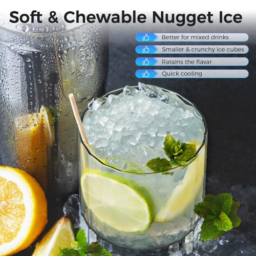 Kismile Nugget Ice Makers Countertop, 35Lbs/24H
