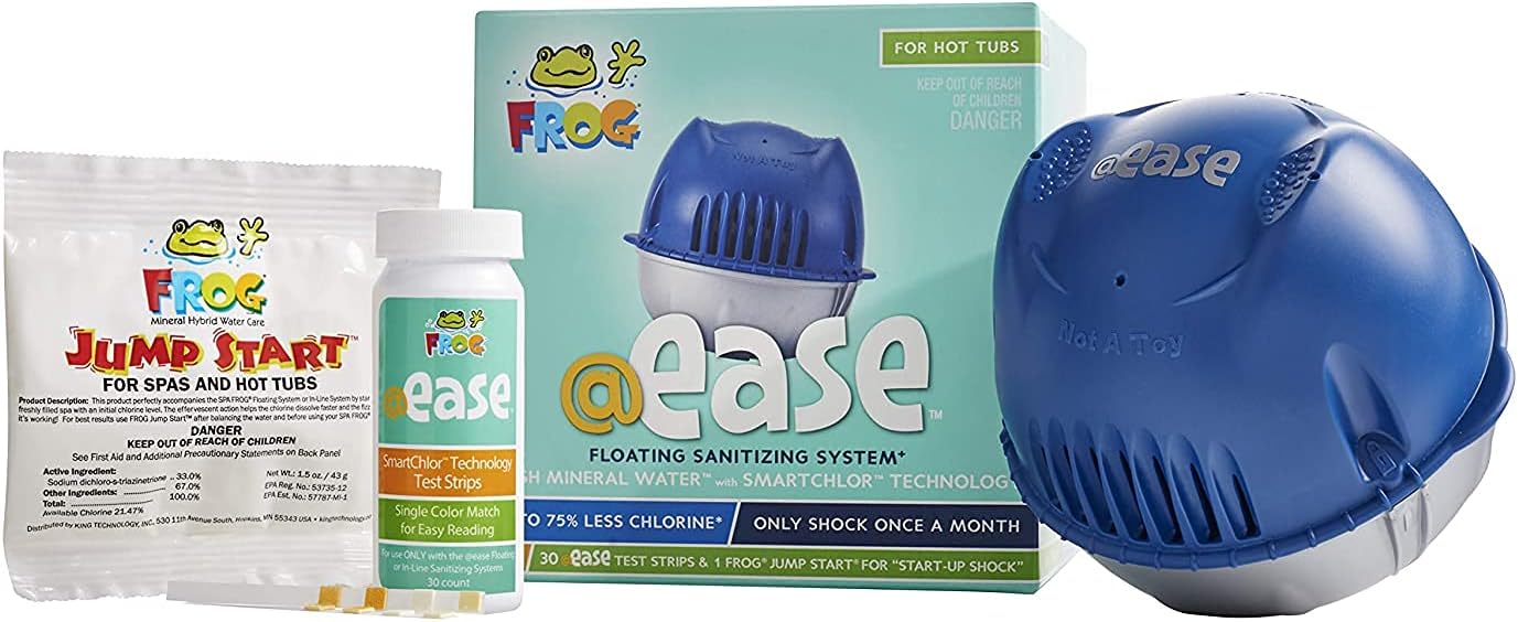 HotTubClub Frog @Ease Floating Sanitizing System for Tubs and Spas - Contains (@Ease SmartChlor Sanitizing System, @Ease SmartChlor 3pk Refill Kit