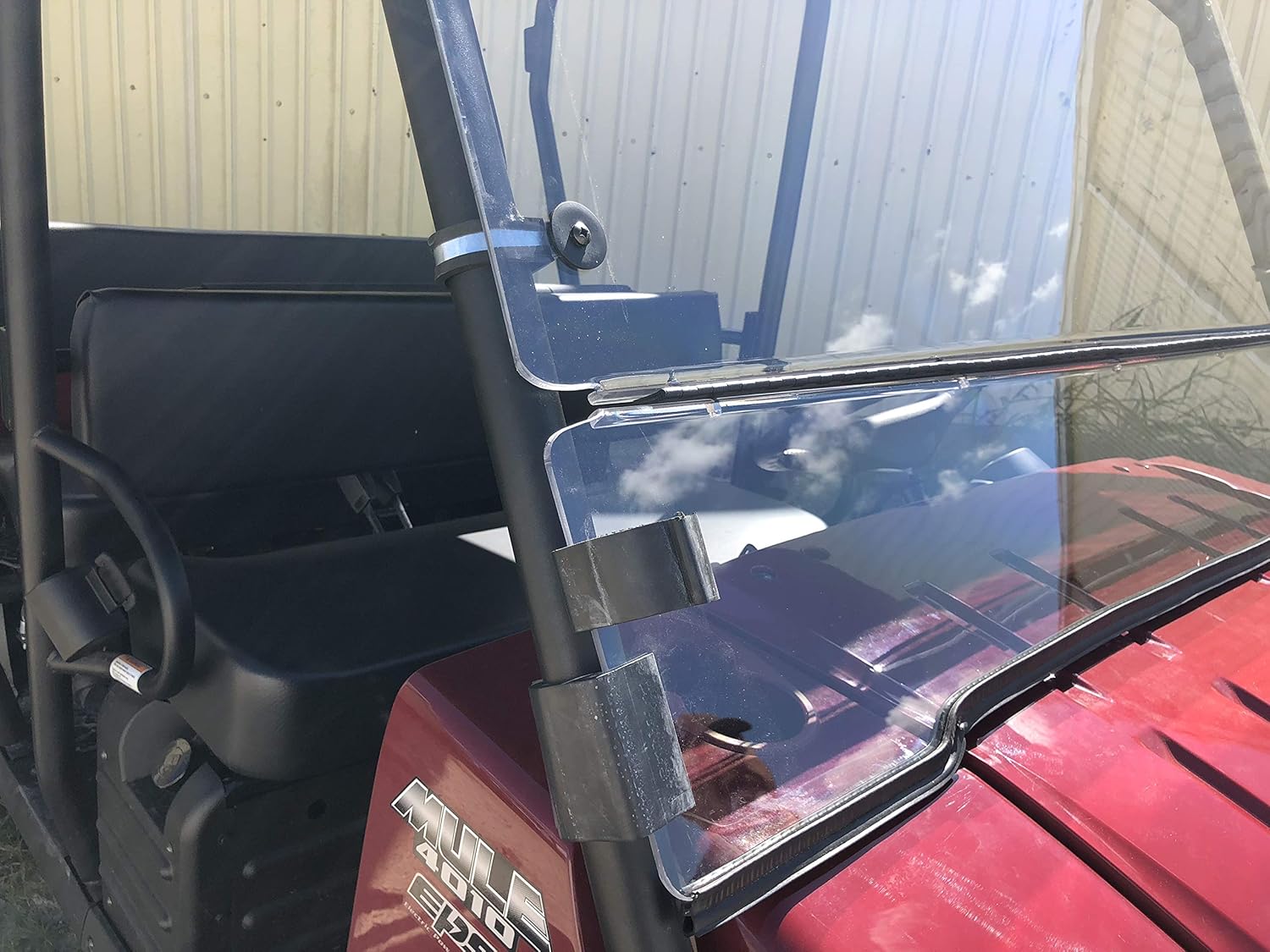 A&S AUDIO AND SHIELD DESIGNS 2009-2021 KAWASAKI MULE 4000,4010 TRANS 3/16 POLYCARBONATE FLIP UP WINDSHIELD