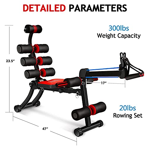 BODY RHYTHM 22 in 1 Wonder Master Core & Abdominal Workout Equipment, Foldable & Adjustable Rowing Machine