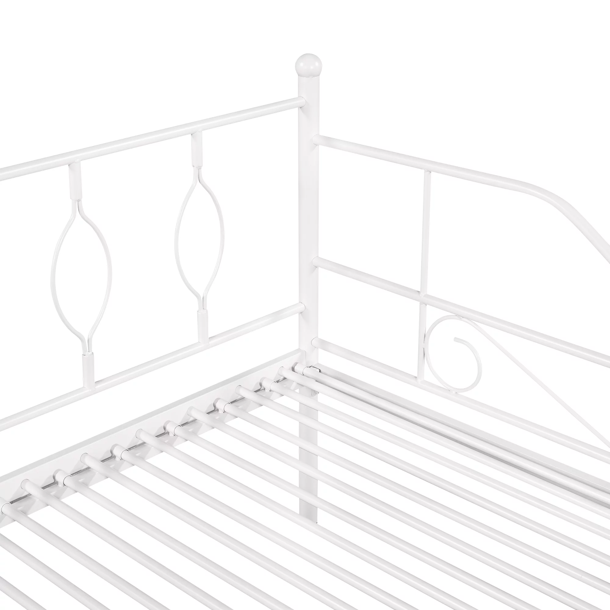 Twin Size Metal Frame Daybed with Trundle, Heavy Duty Steel Slat Support Saving Space Bed Sofa