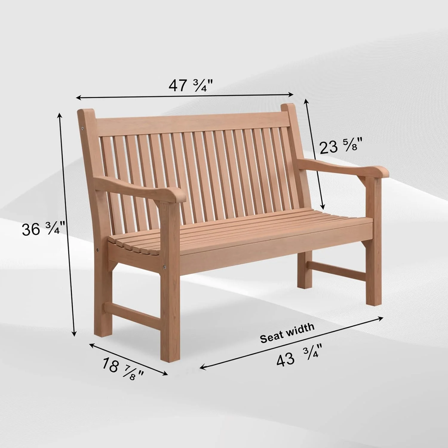 Efurden Garden Bench, 2-Person All-Weather Poly Lumber Outdoor Bench for Garden Porch and Park (Teak Color)