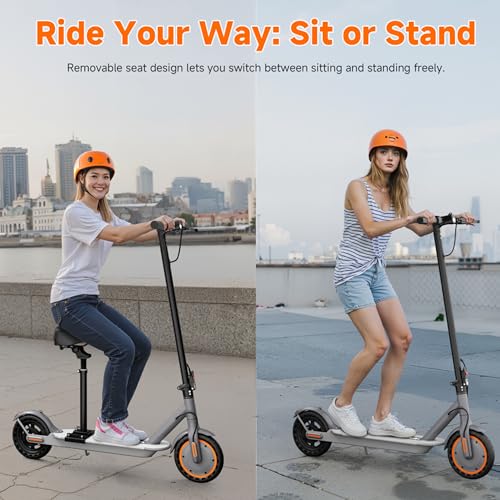 Electric Scooter, Folding E Scooter for Adults with Seat, 350W Motor, 8.5" Tire, 19MPH