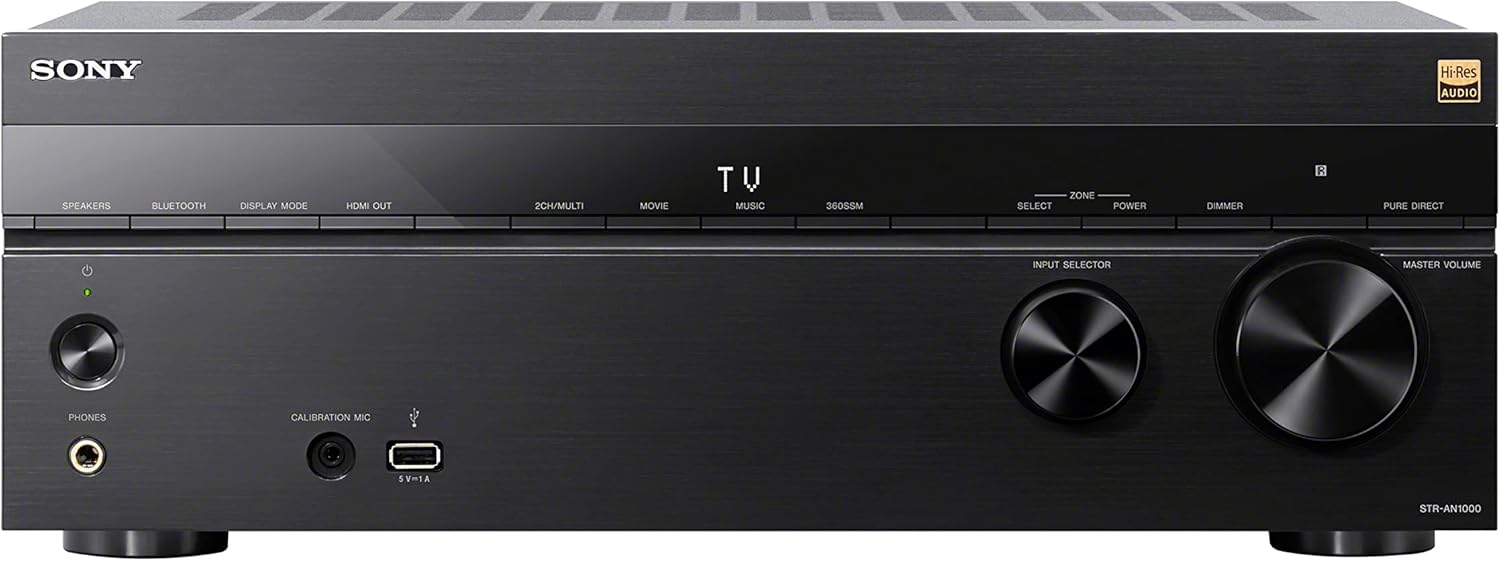 Sony STR-AN1000 7.2 CH Surround Sound Home Theater 8K A/V Receiver: Dolby Atmos, DTS:X, Digital Cinema Auto Calibration IX, Bluetooth, WiFi