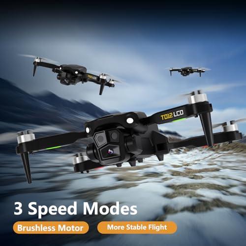 Brushless Motor Drone with LCD Screen Remote Control Drone for Beginners Drones with Camera Foldable RC Quadcopter for Adults TD12LCD
