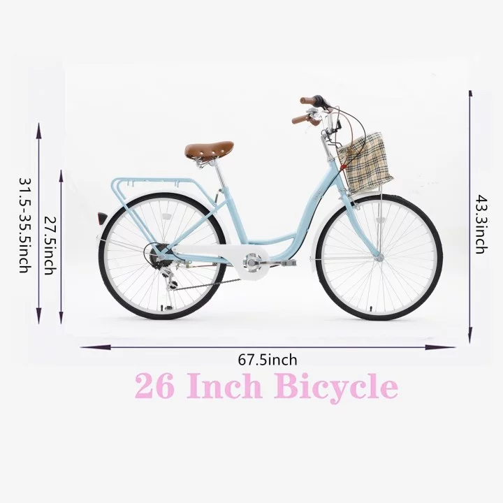 Dinling 24-Inch Beach Cruiser Bike for Women,Shimano 7 Speed,Green