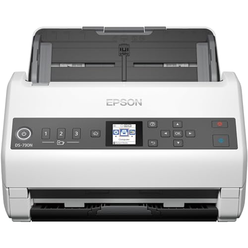 Epson DS-730N Network Color Document Scanner, 100-page Auto Document Feeder (ADF), Duplex Scanning