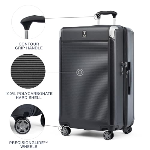 Travelpro Platinum Elite Hardside Expandable Checked Luggage, 8 Wheel Spinner, TSA Lock, Hard Shell Polycarbonate Suitcase, True Navy Blue