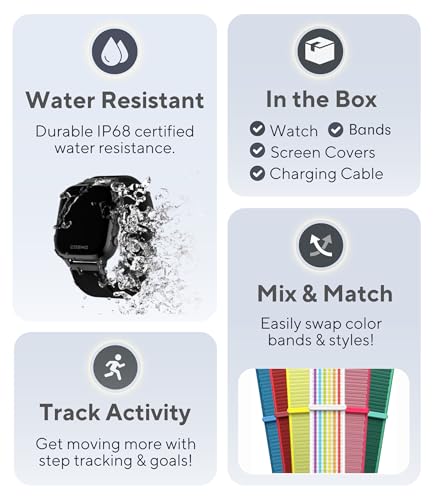 JrTrack 4 Kids Smart Watch by Cosmo | Phone Watch & GPS Tracker | Enhanced Parental Controls | Call, Text, Activity