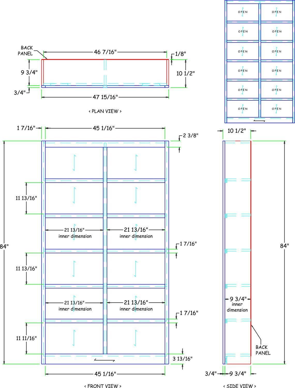 Concepts in Wood Double Wide Bookcase 12 Shelves Dry Oak