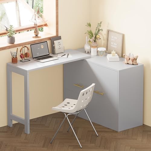 Twin Murphy Bed with Mattresses, Folding Cabinet Bed with Adjustable Position Desk