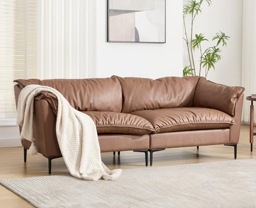 CIMOTA 80'' Faux Leather Loveseat Sofa for Living Room, Modern 2 Seater Small Cloud Couch for Bedroom/Small Space/Apartment