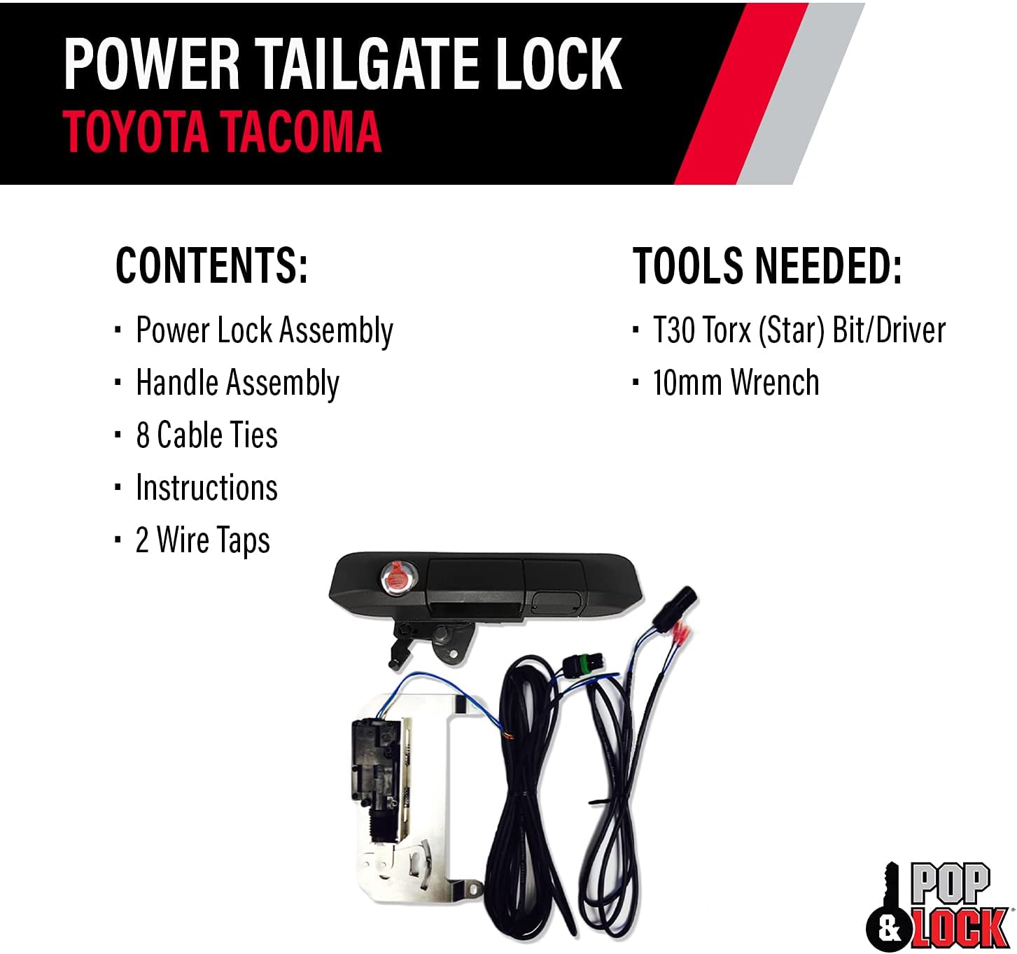 Pop & Lock PL8540 Black Power Tailgate Lock with Bolt Codeable Technology for Toyota Tacoma (Smart Lock Combo)