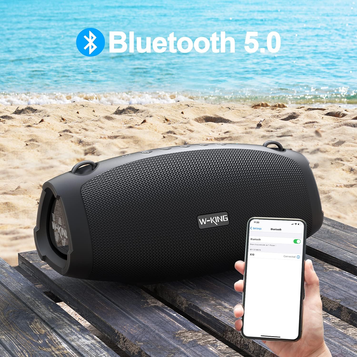 Bluetooth Speaker, W-KING 70W Super Punchy Bass Portable Wireless Speaker Loud, 13200mAh Power Bank, IPX6 Waterproof Outdoor, Bluetooth 5.0