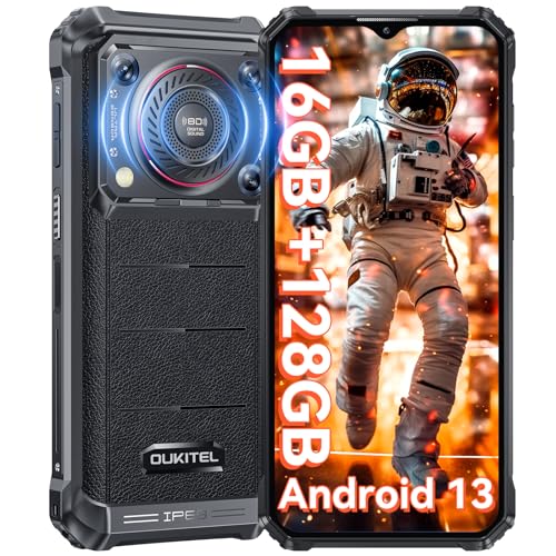 OUKITEL WP36 2024 Rugged Smartphone - 10600mAh Rugged Phone 128dB Loud Speaker, 16GB+128GB Dual Sim Phones 6.52" Big Screen, Android 13 Cell Phone