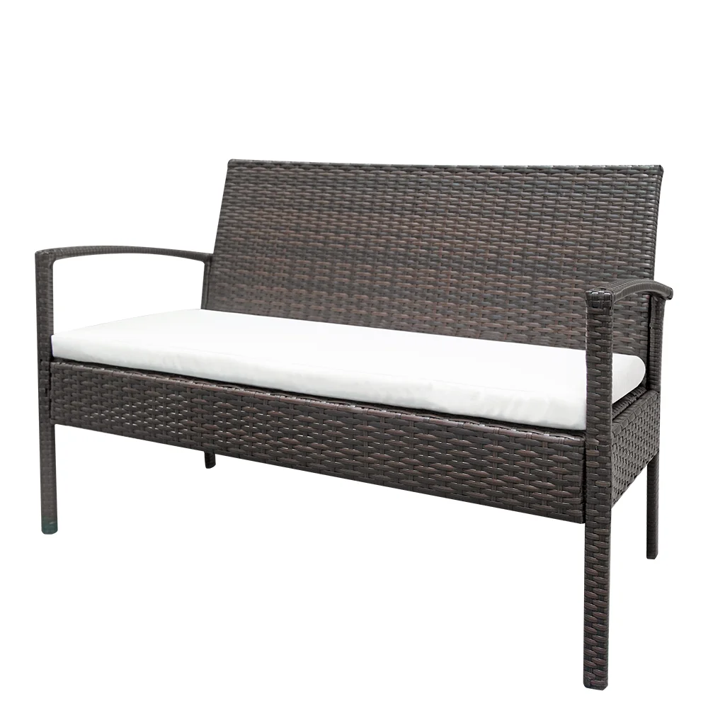 Patio Furniture Set ON SALE, Seizeen 4 Pieces Outdoor Rattan Patio Conversation Set, Cushioned Sofa and Coffee Table Deck Porch Furniture for 4, Brown