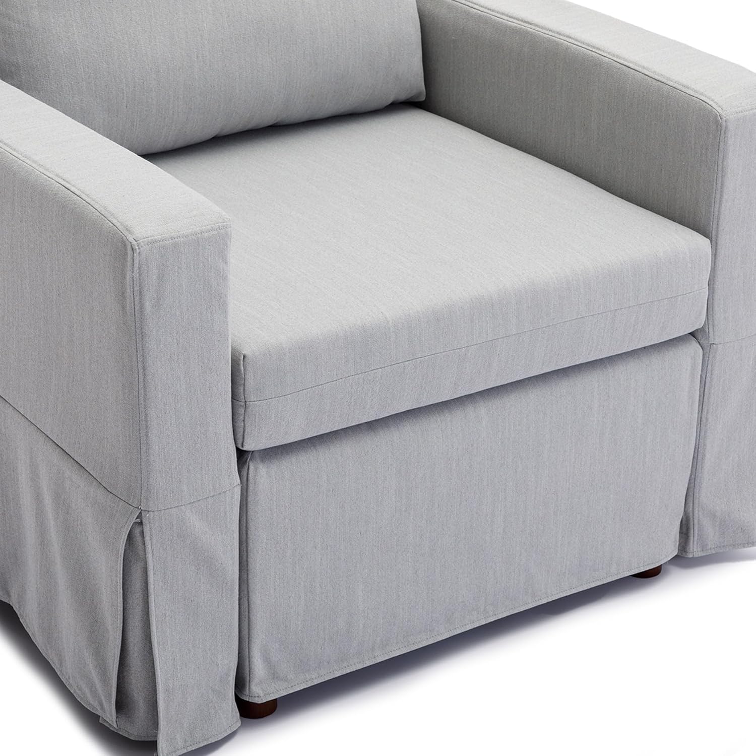 Single Seat Module Sofa Sectional Couch with 1 Ottoman,Cushion Covers Removable and Washable,Light Grey