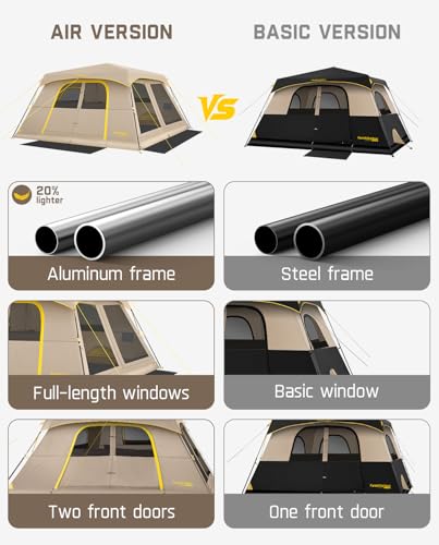 FanttikOutdoor Zeta C8 Air/C10 Air Camping Tent, Lightweight 10 Person Instant Cabin Tent Setup in 60s, 20% Lighter