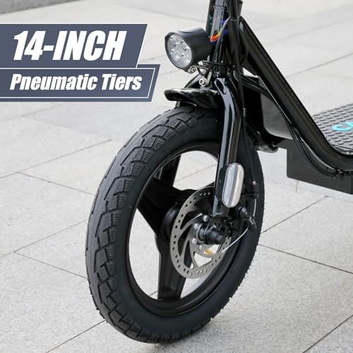 Caroma 500W/800W/1200W Electric Scooter with Seat, 14" Fat Tire Electric Scooter Adults, Max 15/25/30Miles Ranges, Top Speed 20mph