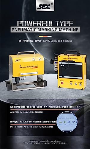 US Stock 100W Pneumatic Dot Peen Metal Engraving Machine Pneumatic Dot Peen Marking Machine Engraving Size 120x50mm(4.7X2inch) Depth 0.02-1 mm