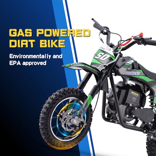 Hoverheart Gas Dirt Bike, 50cc 4-Stroke Gas Powered Kids Off Road Motorcycle (Model-DB4S004) with Off-Road Tire, Suspensions, Disc Brakes