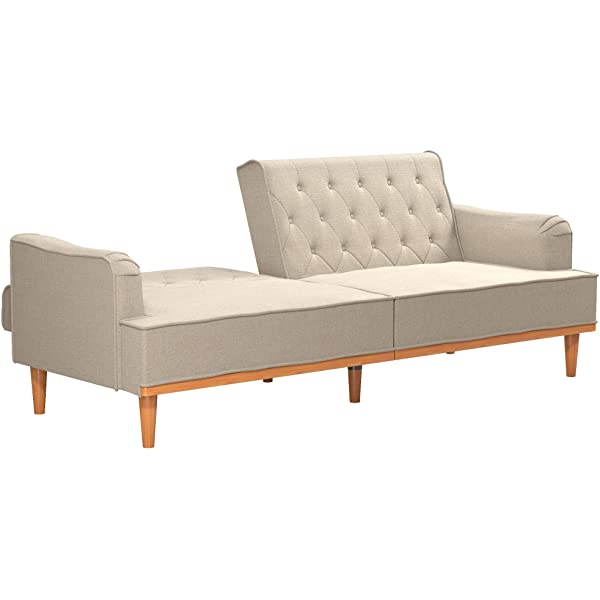 Mr. Kate Stella Vintage Convertible Sofa Bed Futon, Tan Linen