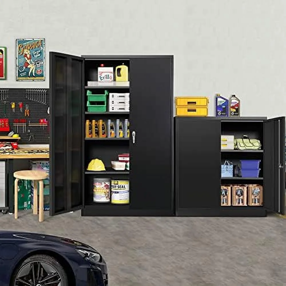 GEROBOOM Metal Garage Cabinet  72\u201D Large  Cabinet with 2 Doors and 4 Adjustable Shelves  Steel Tool Cabinets  Metal File  Cabinet for Home