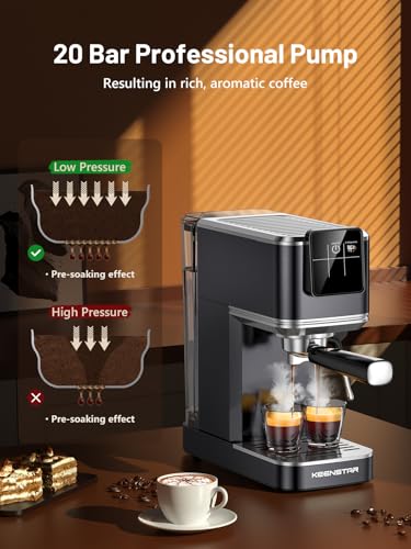 20Bar Espresso Machine with Rapid Cold Brew, Hot & Iced Coffee Machine, Espresso Maker with Milk Frother Steam Wand