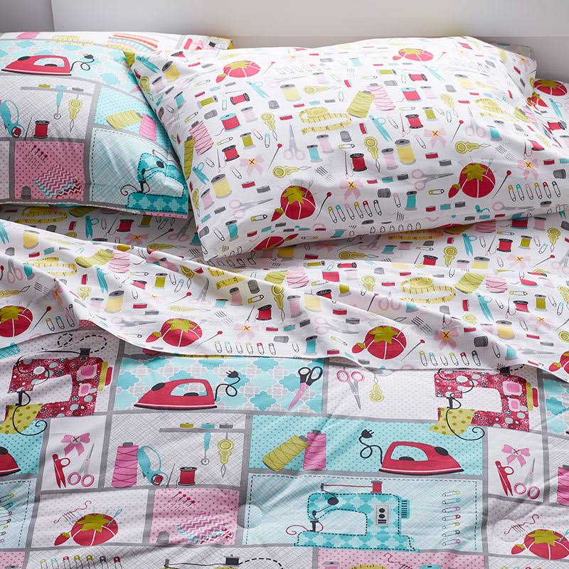 Cstudio Home by The Company Store Sew Right Organic Cotton Percale Twin Comforter, Multi
