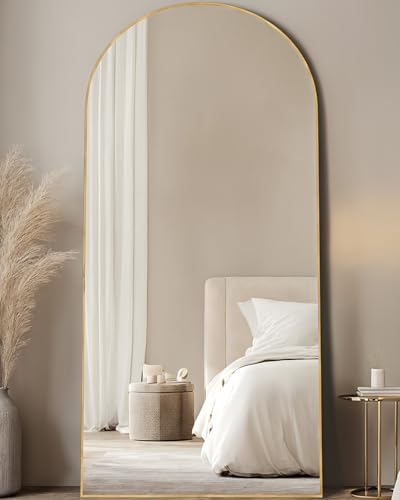 Full Length Mirror, 76"x34" Arched Floor Mirror Freestanding, Floor Standing Full Body Mirror with Stand for Bedroom