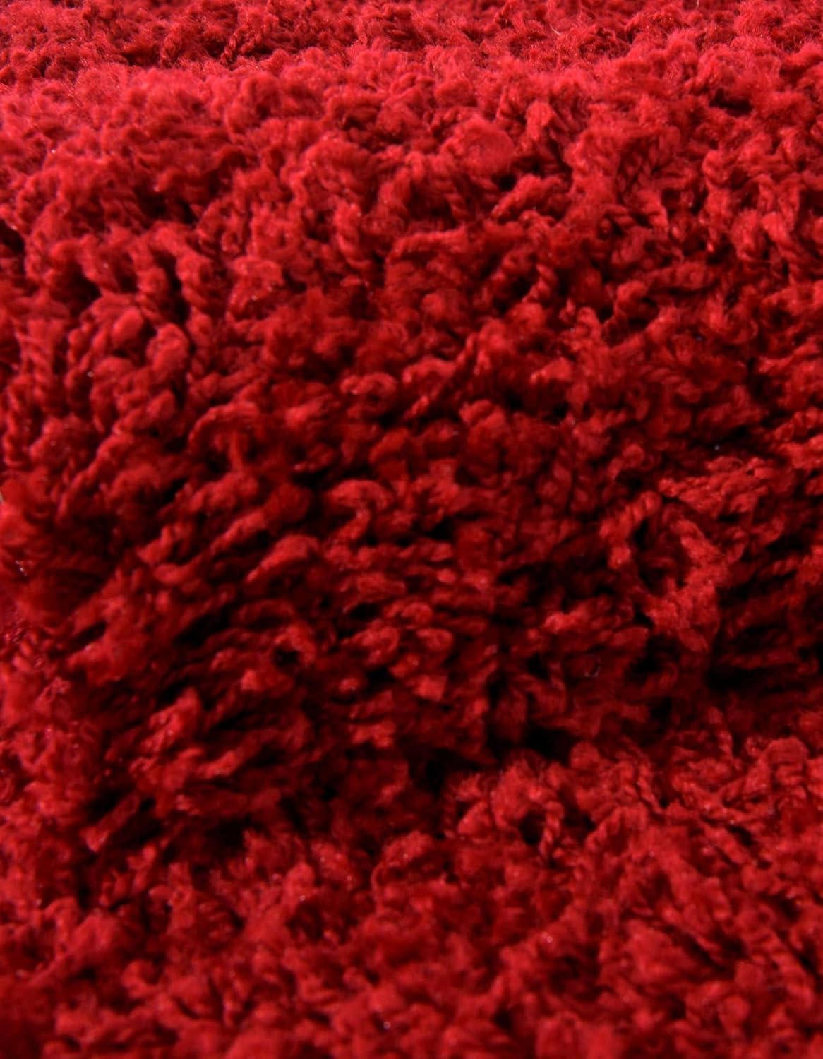 Rugs.com - Über Cozy Solid Shag Collection Rug – 8' x 11' Cherry Red Shag Rug Perfect for Living Rooms, Large Dining Rooms, Open Floorplans